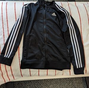 Adidas track jacket  size girls Large fits women's XS or S full zip perfect cond
